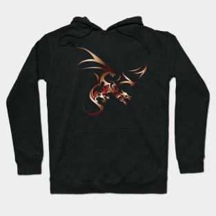 Flying Dragon in Tattoo/Tribal Style, Copper with Red accents Hoodie